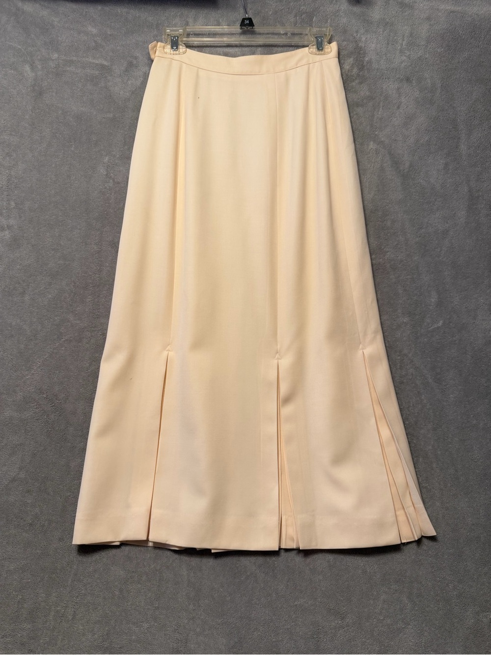 Vtg Cream Wool Maxi Skirt With Side Slits Size 8 Made In The US 80-90s